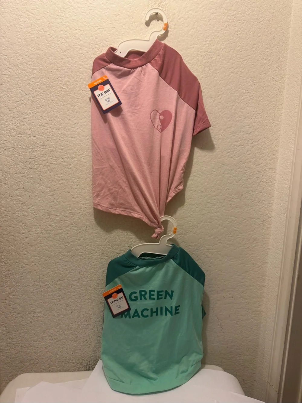 2 top paw Pink Colorblock Dog Tee with Raglan Sleeves
